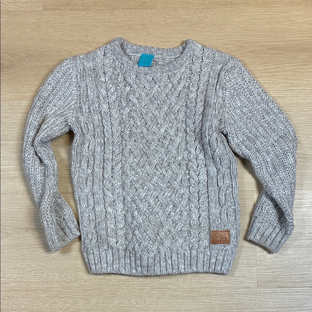 Little Kids 4-5T Cozy Gray Cable Knit Sweater